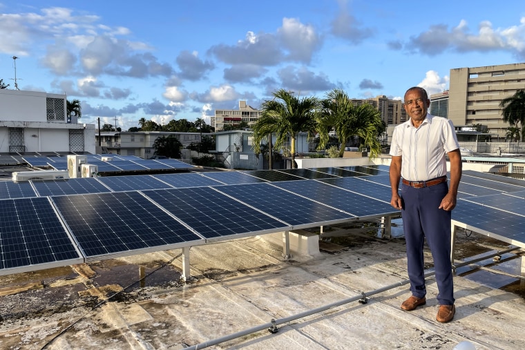 Víctor Santana installed rooftop solar panels in his home in San Juan, Puerto Rico.