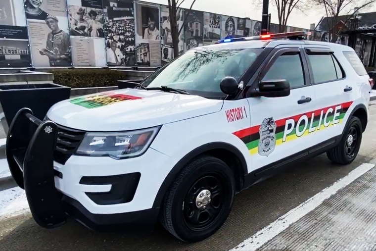 The Columbus Police Department rolls out a new police cruiser celebrating black history month.