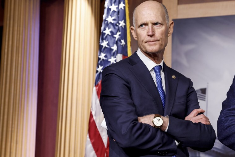 Sen. Rick Scott, R-Fla., during a news conference at the Capitol on Jan. 25, 2023.