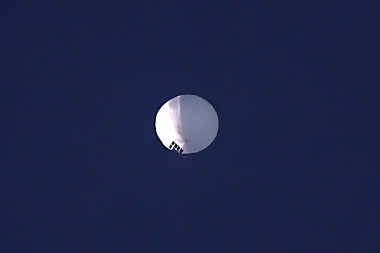 A high altitude balloon floats over Billings, Mont., on Feb. 1, 2023.