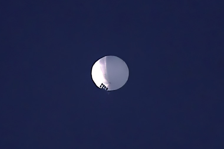 A high altitude balloon floats over Billings, Mont., on Feb. 1, 2023. 