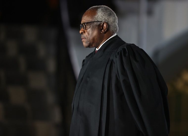 Clarence Thomas attends the ceremonial swearing-in ceremony for Amy Coney Barrett on the South Lawn of the White House