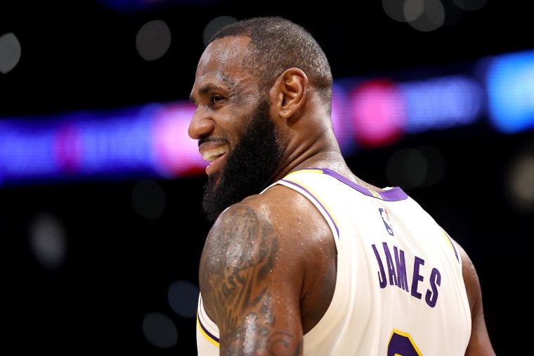 LeBron James during a basketball game at the Crypto.com Arena in Los Angeles 