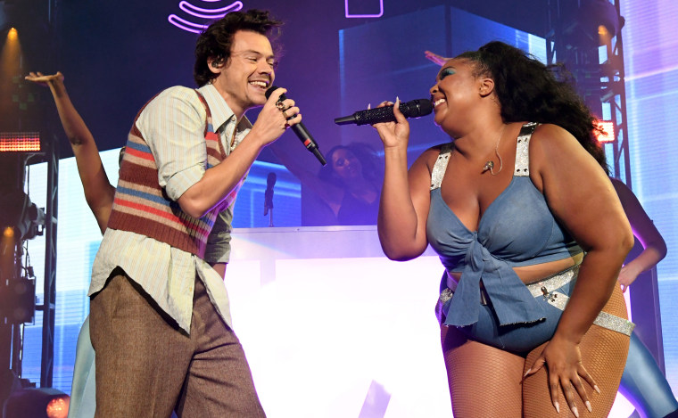 Harry Styles and Lizzo perform in Miami Beach in 2020.