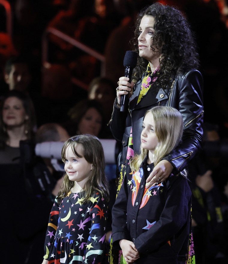 Elijah Carlile, Catherine Shepherd, and Evangeline Ruth Carlile at the Grammy Awards.