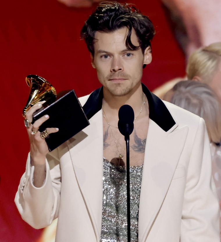 Harry Styles accepts the award for album of the year.