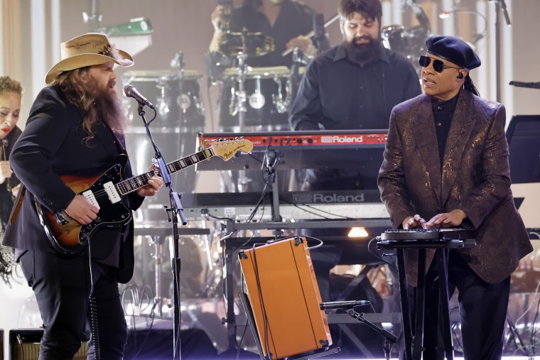 Chris Stapleton and Stevie Wonder perform.