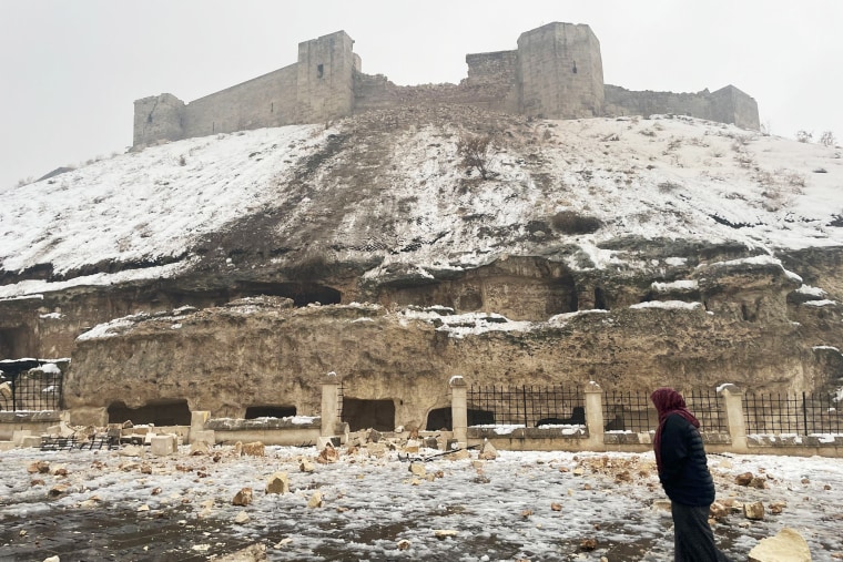 Historical Gaziantep Castle damaged in the 7.4 earthquake in Turkiye