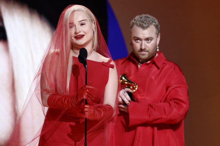 Kim Petras and Sam Smith during the 65th GRAMMY Awards at Crypto.com Arena in Los Angeles