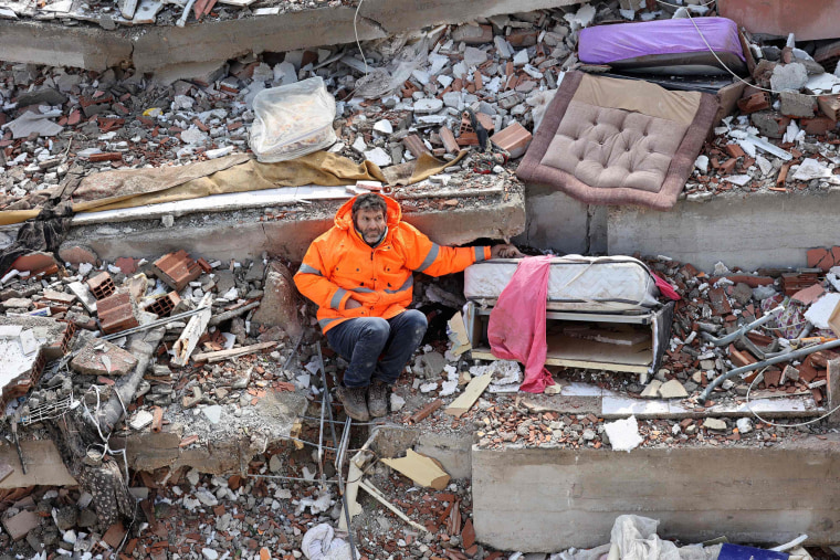 Rescuers in Turkey and Syria braved frigid weather, aftershocks and collapsing buildings, as they dug for survivors buried by an earthquake that killed more than 5,000 people. Some of the heaviest devastation occurred near the quake's epicentre between Kahramanmaras and Gaziantep, a city of two million where entire blocks now lie in ruins under gathering snow. (Photo by Adem ALTAN / AFP) (Photo by ADEM ALTAN/AFP via Getty Images)