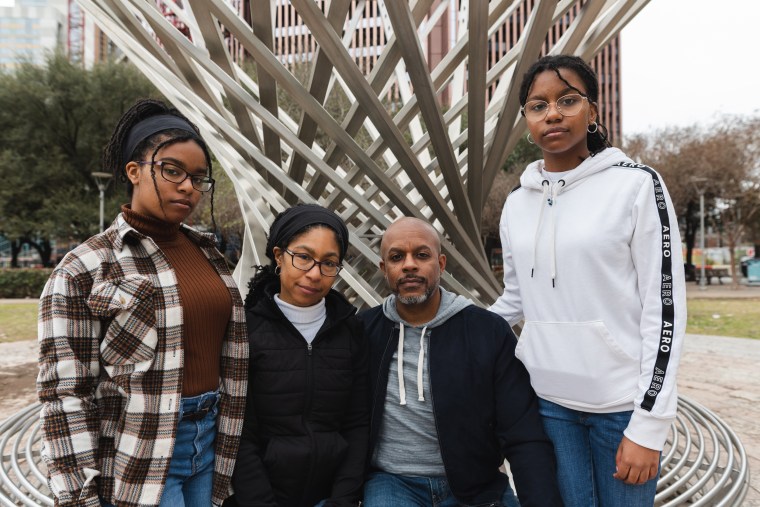 Landra’ and Cynthia Young with daughters Cynae and Amaya at Discovery Green Park.