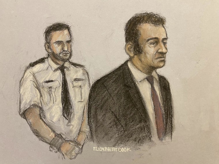 courtroom sketch: David Carrick appears at Southwark Crown Court in London for sentencing on Feb. 6, 2023.