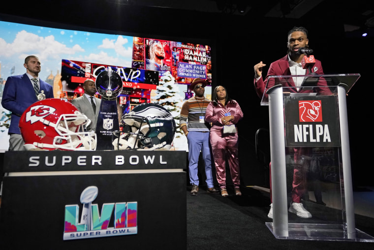 Damar Hamlin makes appearance on the field at Super Bowl 2023 in Phoenix 