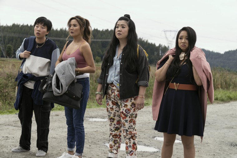 Sabrina Wu, Ashley Park, Sherry Cola, and Stephanie Hsu in "Joy Ride"