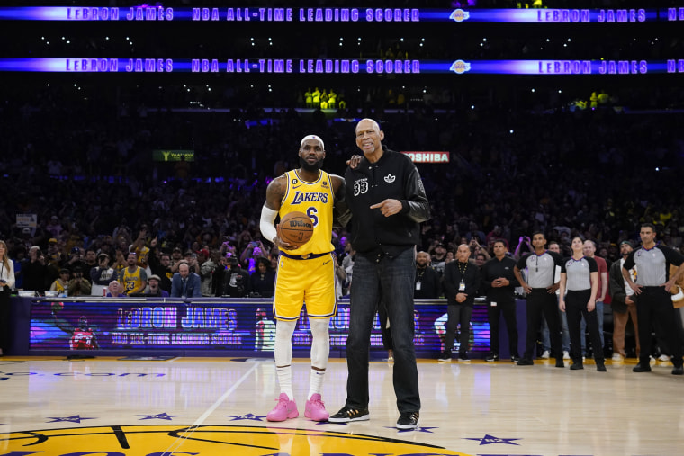 LeBron James with Kareem Abdul-Jabbar