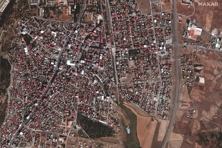A wide satellite view of the Turkish town of Islahiye in October 2022. 