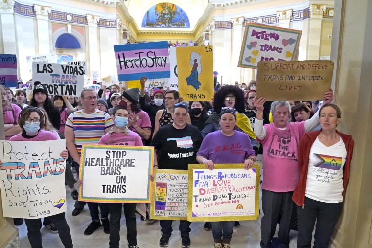Trans-rights activists protest at the state Capitol in Oklahoma City