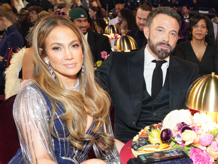 Jennifer Lopez and Ben Affleck attend the 65th Grammy's.