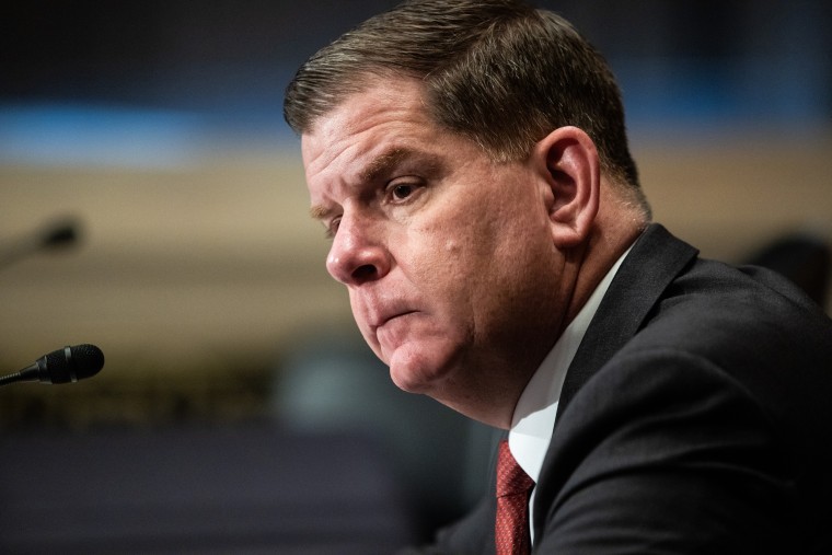 Marty Walsh during his confirmation hearing for Labor Secretary on Capitol Hill