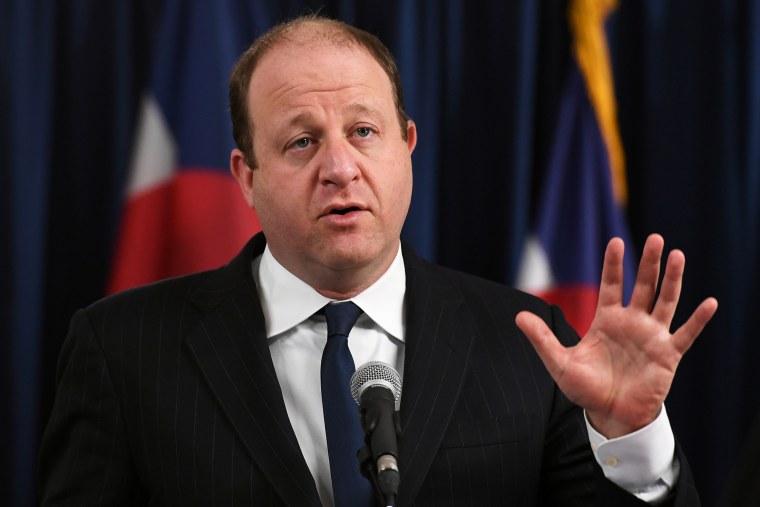 DENVER, CO - NOVEMBER 17 : Gov. Jared Polis and officials announced Denver and a number of other Colorado counties will be moved to Level Red on a newly revamped version of the state"u2019s color-coded COVID-19 dial at Boettcher Mansion in Denver, Colorado on Tuesday. November 17, 2020. (Photo by Hyoung Chang/MediaNews Group/The Denver Post via Getty Images)