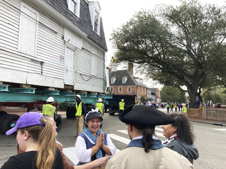 The building that is believed to be the oldest schoolhouse for Black children in the U.S. is slowly moved down a street 