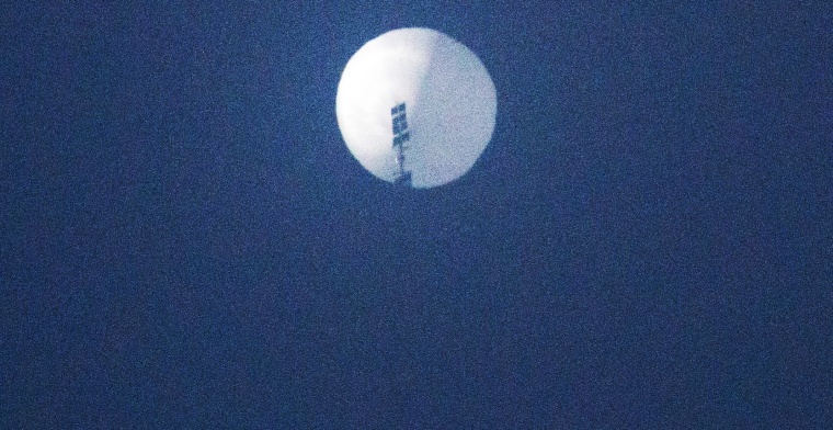 A suspected Chinese spy balloon in the sky over Billings, Mont., on Feb. 1, 2023.