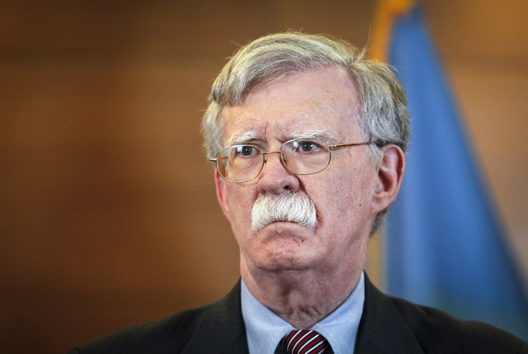 National Security Advisor John Bolton speaks during his a press-conference in Kiev, Ukraine, on Aug. 28, 2019.