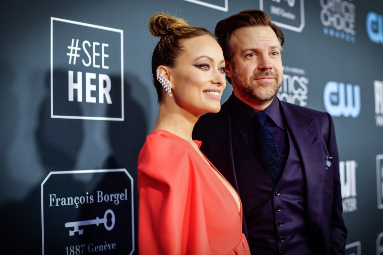 Olivia Wilde and Jason Sudeikis attend the 25th Annual Critics' Choice Awards at Barker Hangar on Jan. 12, 2020 in Santa Monica, Calif.