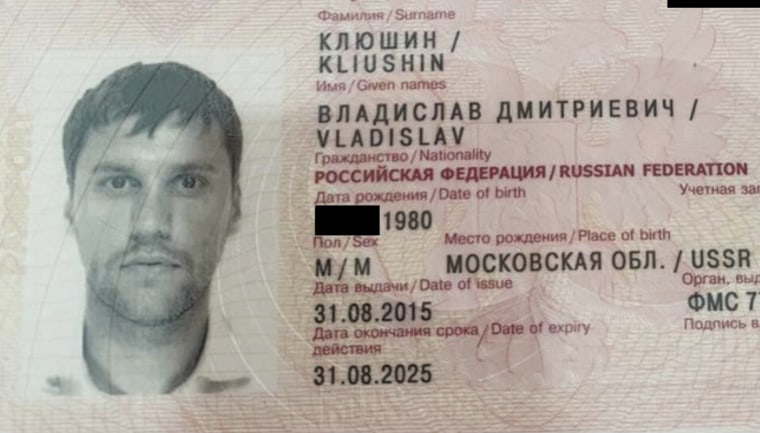 The Russian passport of Vladislav Klyushin, part of the government evidence entered into the record as exhibits in Klyushin's trial.