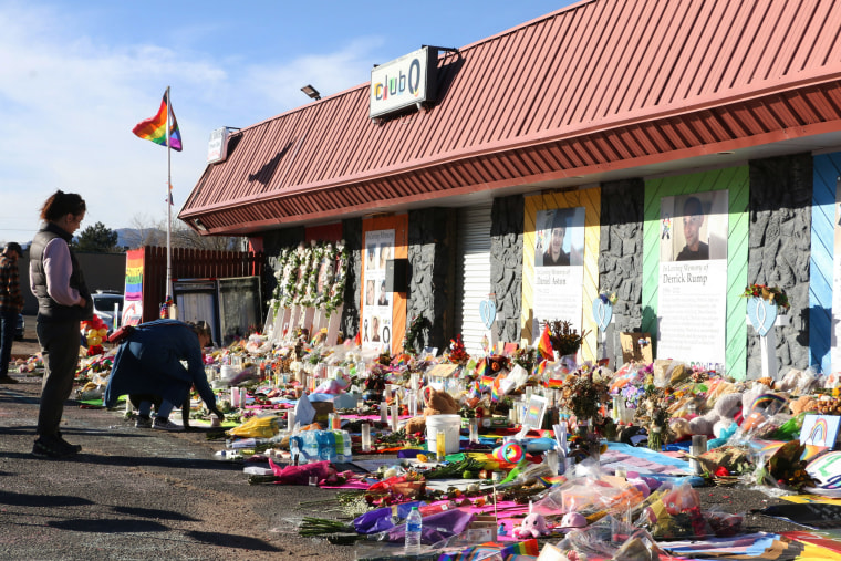 Mourners at a memorial outside Club Q in Colorado Springs, Colo.