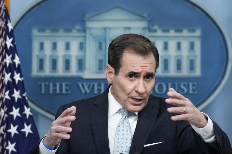 Coordinator for Strategic Communications at the National Security Council John Kirby speaks during the daily press briefing at the White House