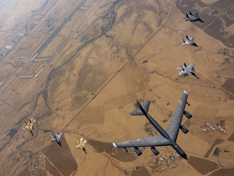 American and Israeli aircrafts fly over Israel during the Juniper Oak military exercise