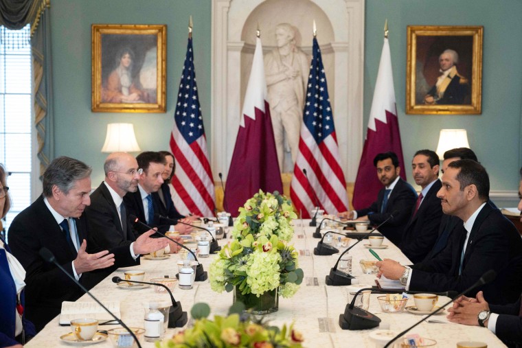 Secretary of State Antony Blinken meets with Qatari Deputy Prime Minister and Foreign Minister Mohammed bin Abdulrahman Al-Thani in Washington, D.C.