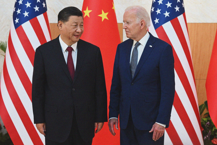 Chinese President Xi Jinping and President Joe Biden meet on the sidelines of the G-20 Summit in Bali, Indonesia, in November. 