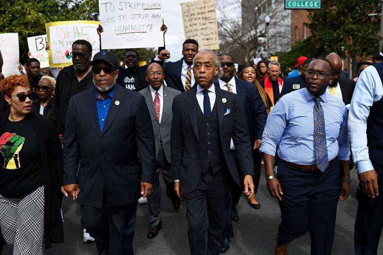 Rev. Al Sharpton joins demonstrators in a march to Floridas State Capitol in Tallahassee, Fla.