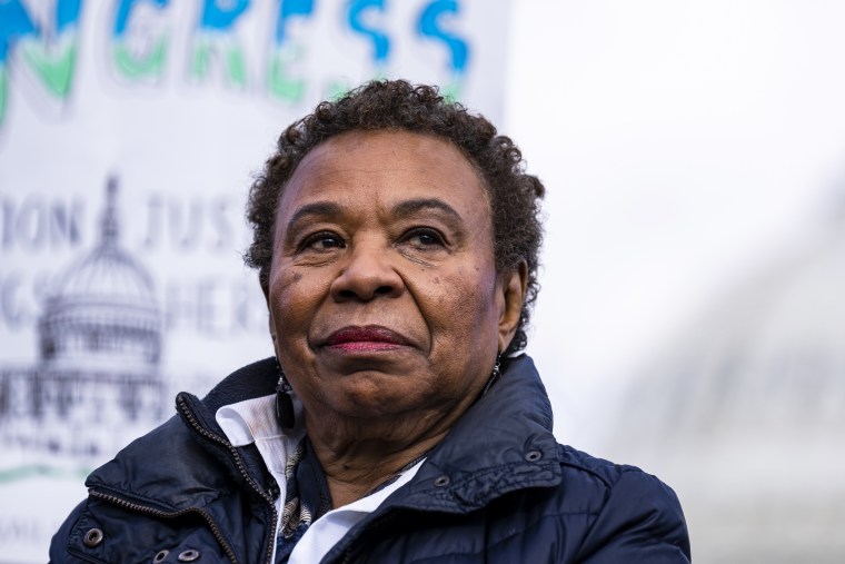 Rep. Barbara Lee, D-Calif., outside the Capitol on Jan. 26, 2023.