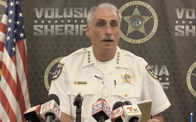 Sheriff Mike Chitwood speaks during a press briefing following the accidental death of a child in Volusia County, Fla.