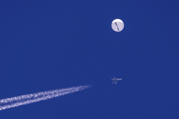 A large balloon drifts above the the coast of South Carolina