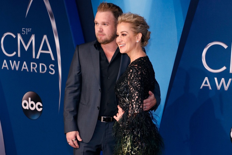 Kyle Jacobs and Kellie Pickler attend the CMA Awards in Nashville, Tenn.