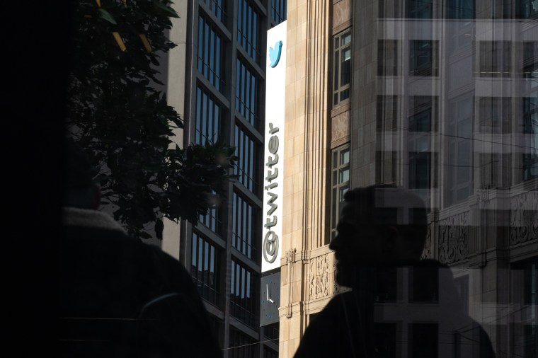 People walk near the Twitter headquarters in San Francisco