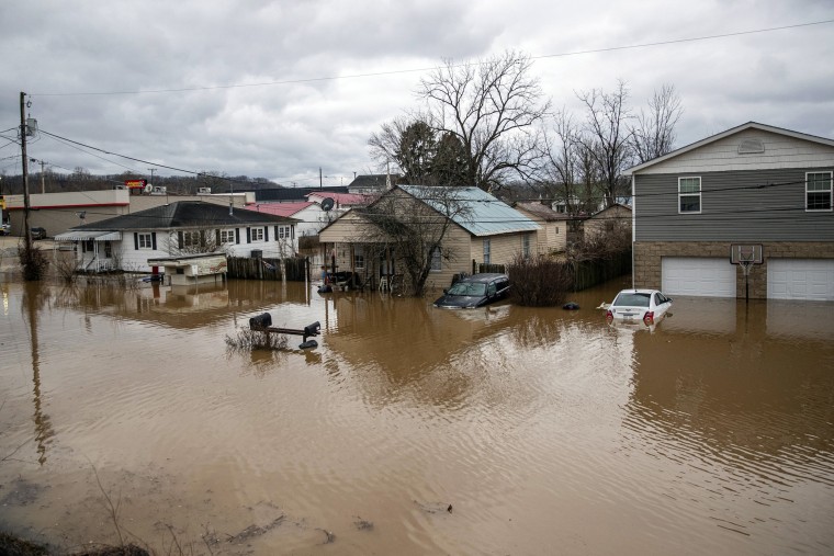 Flood water enters homes in Milton, W.Va.