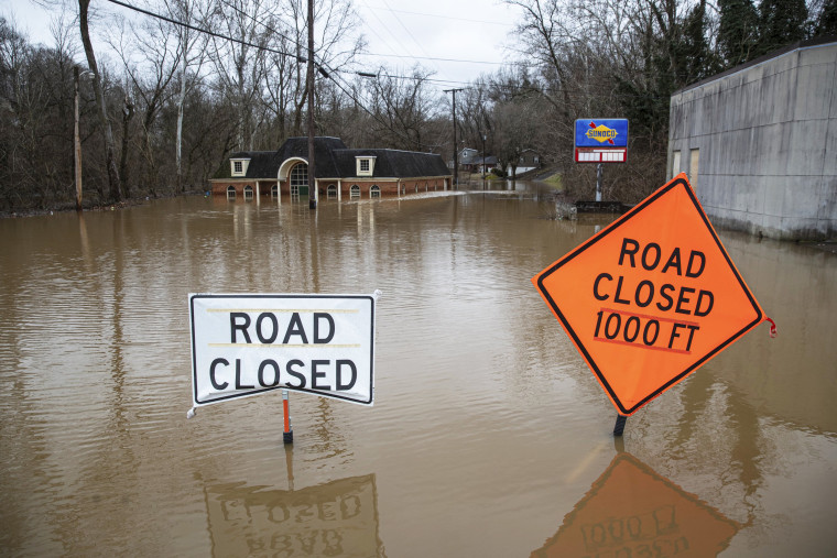 A street is submerged in floodwaters in Hungtington, W.Va.