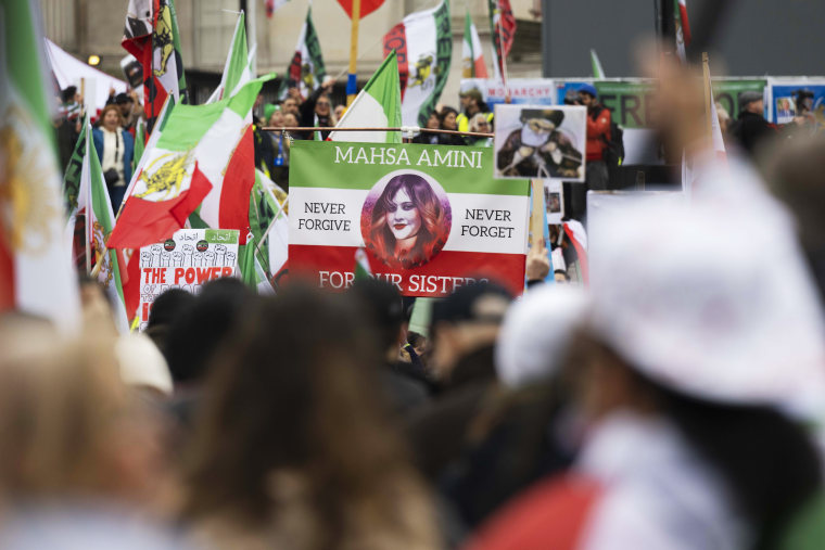 Demonstrators gather in London to show solidarity with Iranian protesters