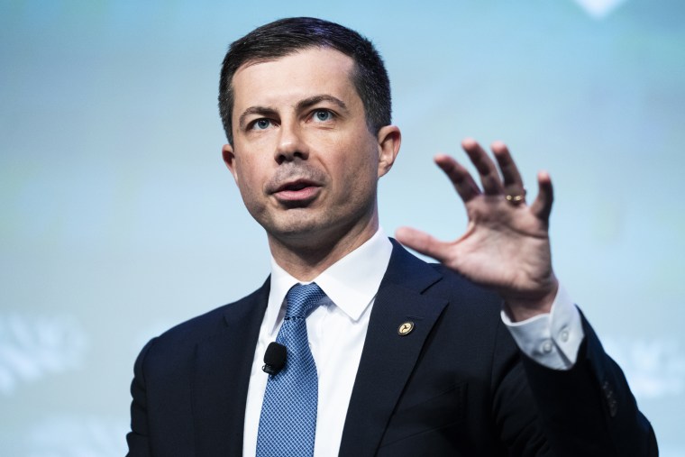 Transportation Secretary Pete Buttigieg speaks during The National Association of Counties (NACo) 2023 Legislative Conference on Feb. 13, 2023.