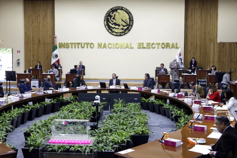 Members of Mexico's National Electoral Institute during a session in Mexico City