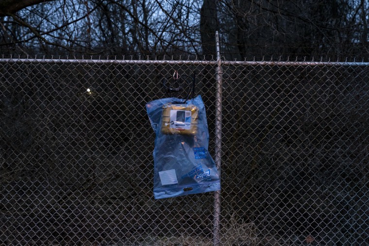 Image: An air quality monitor near the derailment site in East Palestine on Feb. 16, 2023.