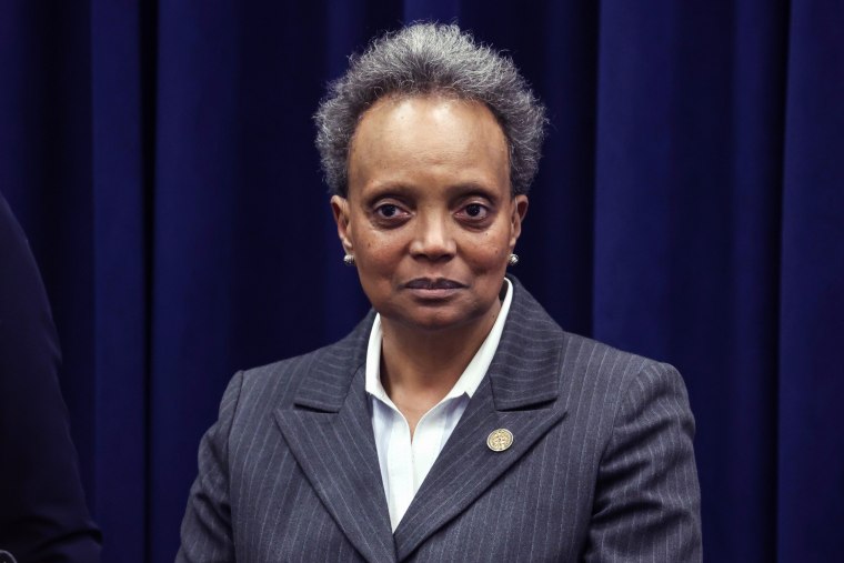 Chicago Mayor Lori Lightfoot after a city council meeting in Chicago on Feb. 1, 2023.