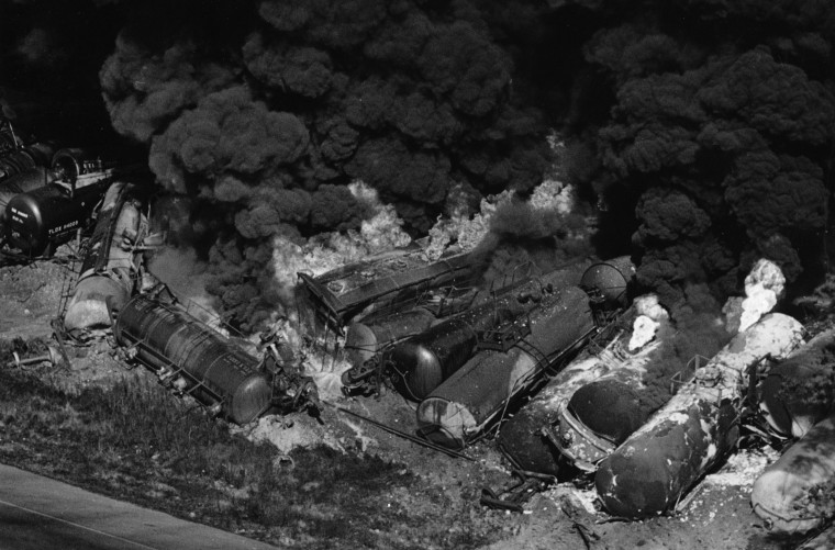 Image: The train derailment in Livingston, La.,  in 1982.