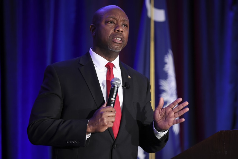 Sen. Tim Scott speaks in Charleston, S.C.