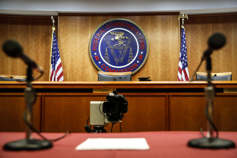 A hearing room at the Federal Communications Commission (FCC) in Washington in 2017.